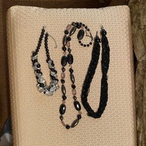 Black and clear choker, black and crystal black woven beaded
